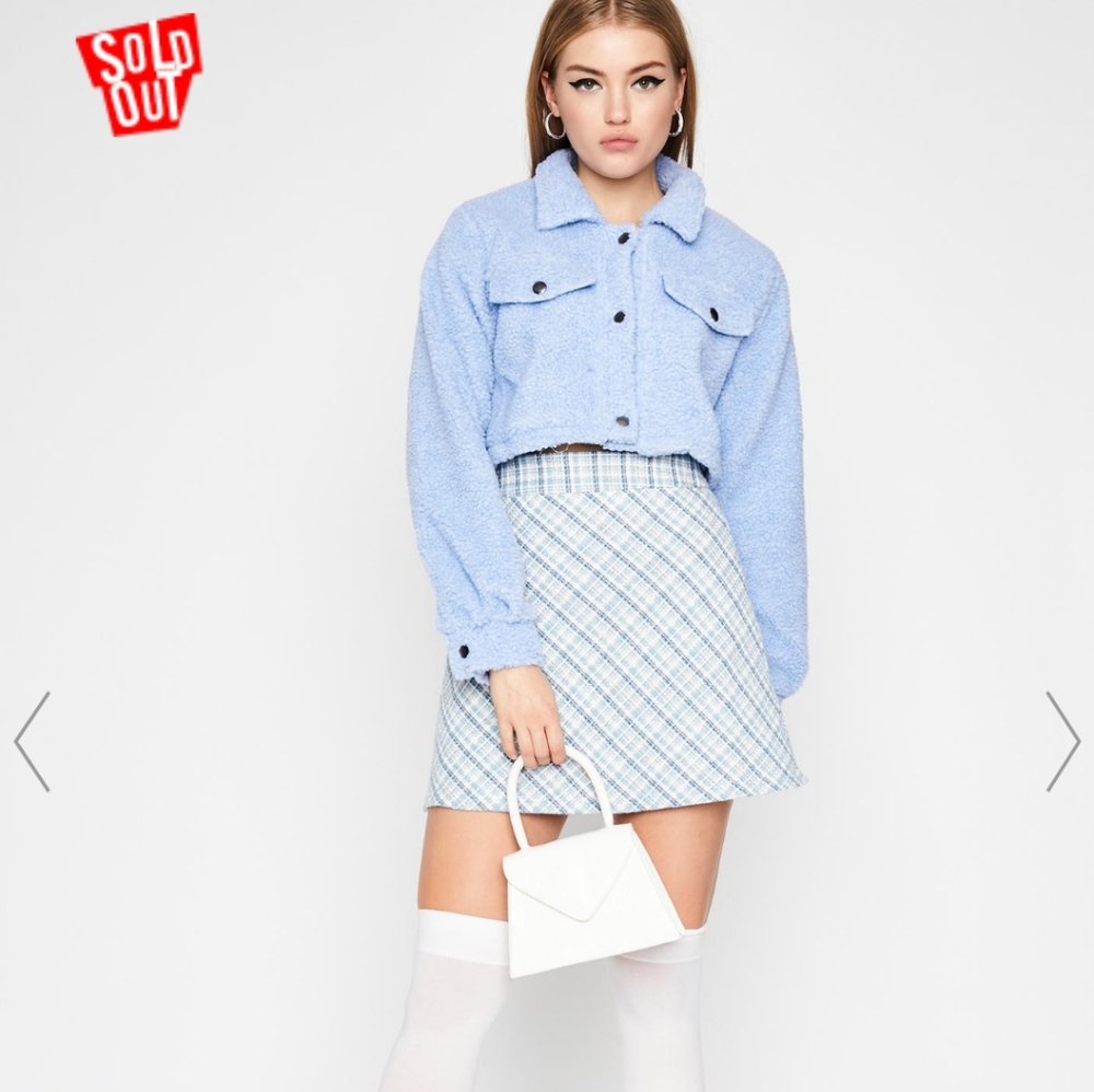 Baby blue cropped jacket